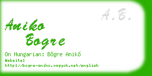aniko bogre business card