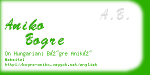 aniko bogre business card